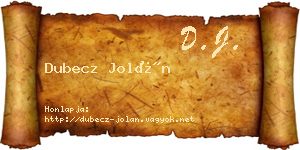 Dubecz Jolán névjegykártya